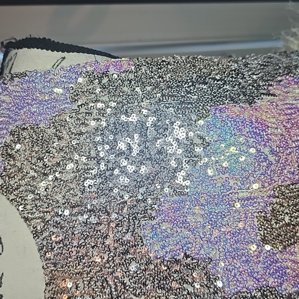 fab'rik Sequin Crop Top with Feather Trim - Picture 3 of 8